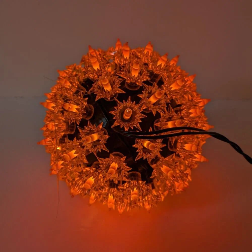 GE 2001 Super Sphere 100 Light Orange Bulbs 6” Halloween Decoration Tested Works